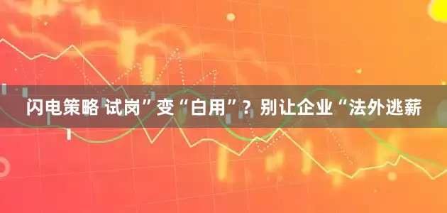 闪电策略 试岗”变“白用”？别让企业“法外逃薪